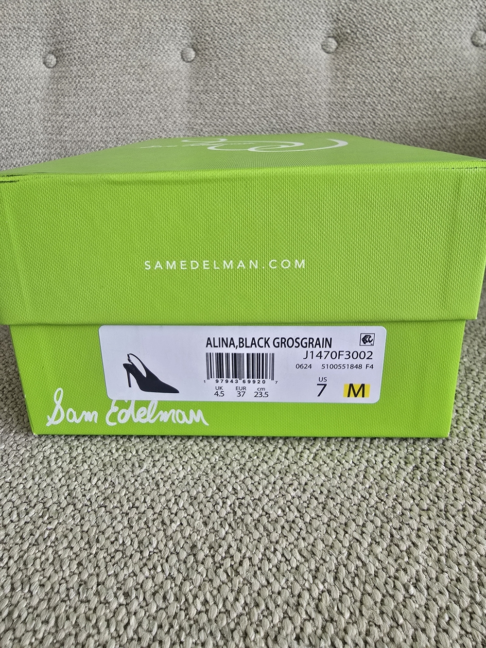 NIB Sam Edelman Black Slingback Pointed-Toe Stiletto Pumps. Size 7.5 - Picture 10 of 10